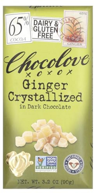 초콜러브 초콜릿 바 다크 진저 크리스탈라이즈드 3.2온스 Chocolove Chocolate Bar dark Ginger Crystalized 3.2 oz, 1개, 90g