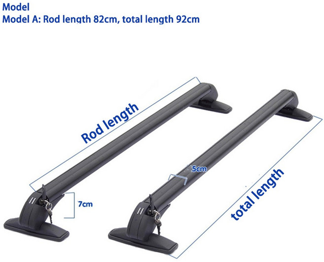 차량용 자전거 캐리어 SUV 자동차 트렁크 거치대 범용 차량 지붕 장착 랙 레일 바 블랙 알루미늄 수하물 잠금 상단 1 쌍, 2pcs 82cm