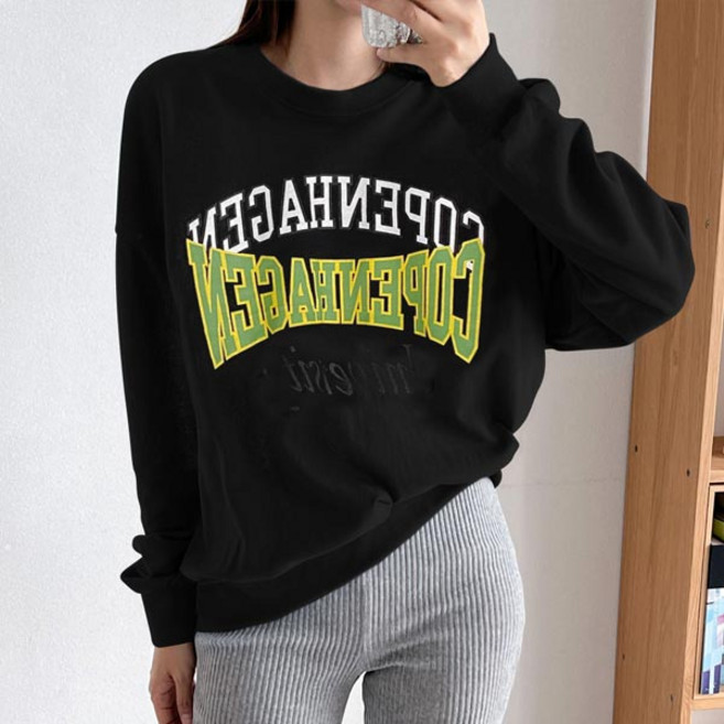 마이쏭 긴팔티 빅사이즈 루즈핏 코펜레터링오버핏맨투맨