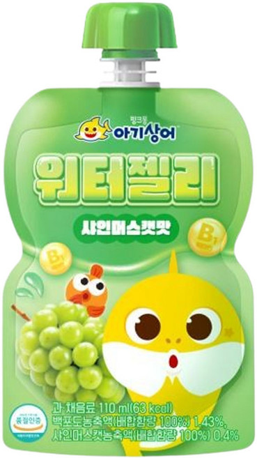 핑크퐁 아기상어 워터젤리 샤인머스캣맛 음료, 110ml, 40개