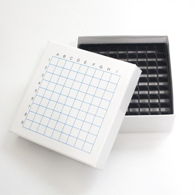 별사탕마켓★종이 스토리지 박스 방수 코팅 샘플 상자 storage cryo box paper 81홀 실험 저온 냉동 hole vial rack, 스토리지박스