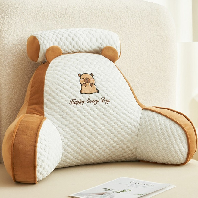 豆豆靠墊 柔軟親膚 人體工學設計 可拆卸頭枕 居家辦公必備, 水豚君