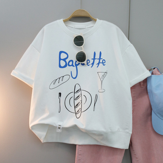 달콩 바게트프린팅반팔맨투맨 반팔티 여름신상 국내제작