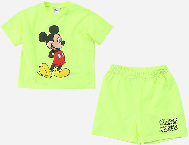 디즈니 여름 아동용 형광미키반팔 상하복 세트