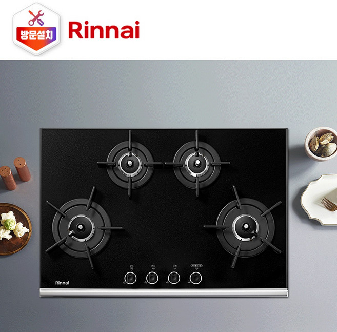 [전국설치] 린나이 RBR-P4400 빌트인 블랙펄 와이드4구 가스쿡탑 도시가스 타공 710X480, 설치요청(가스연결비용별도)