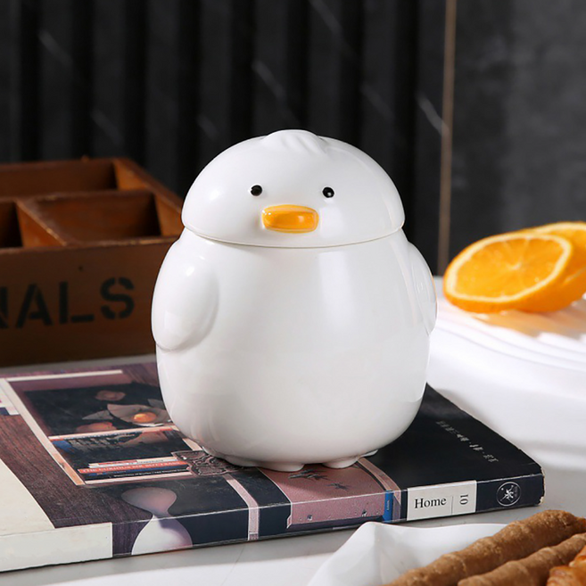 헤이루미 오리 도자기 머그컵 집들이 자취방 선물, 1개, 화이트
