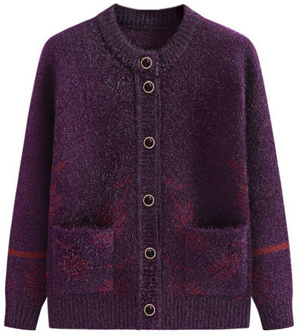 중장년 여성 스웨터 봄 가을 캐주얼 가디건 겨울 패션 기모 도톰 엄마옷 니트 상의 할머니 따뜻한 코트 YMY