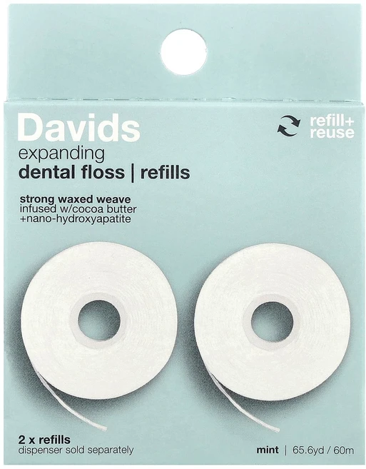 데이비즈 확장형 치실 리필용 민트향 2개입 (각 32.8야드/30m) DAV-44308 - 쿠팡