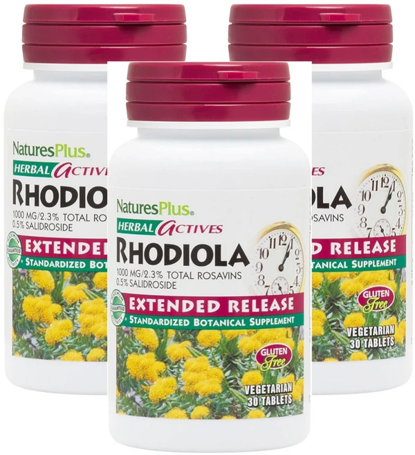 허벌 엑티브 홍경천 NaturesPlus 1000 mg 식물성 알약, 3개, 30정 - 쿠팡