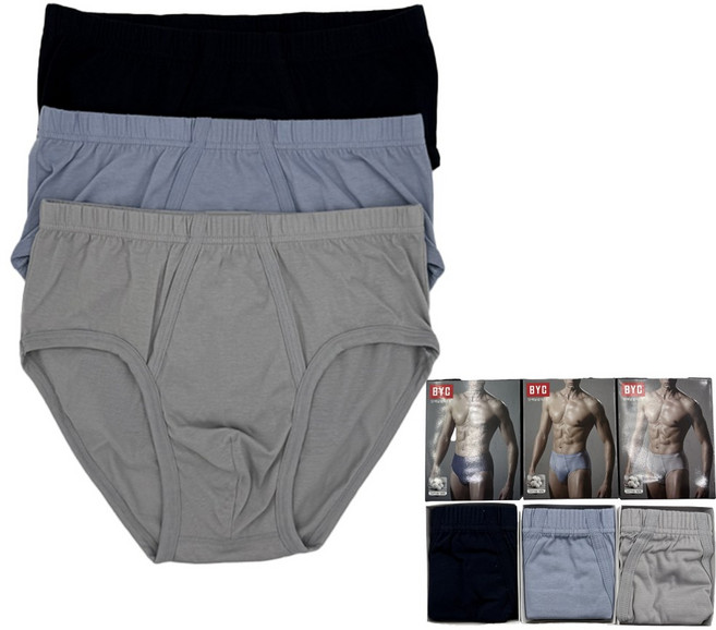 BYC 남자 베이직 순면 단색 맥시 삼각팬티 3종세트