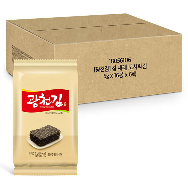 광천김 참 재래 도시락김, 5g, 96개