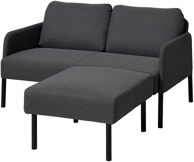 이케아 글로스타드 2인용 패브릭소파+스툴, 크니사 다크그레이, 크니사 다크그레이