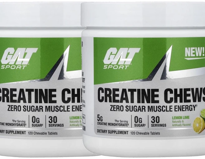 GAT 스포츠 크레아틴 츄 레몬 라임 Sport Creatine Chews Lemon Lime 120정, 2개 - 쿠팡