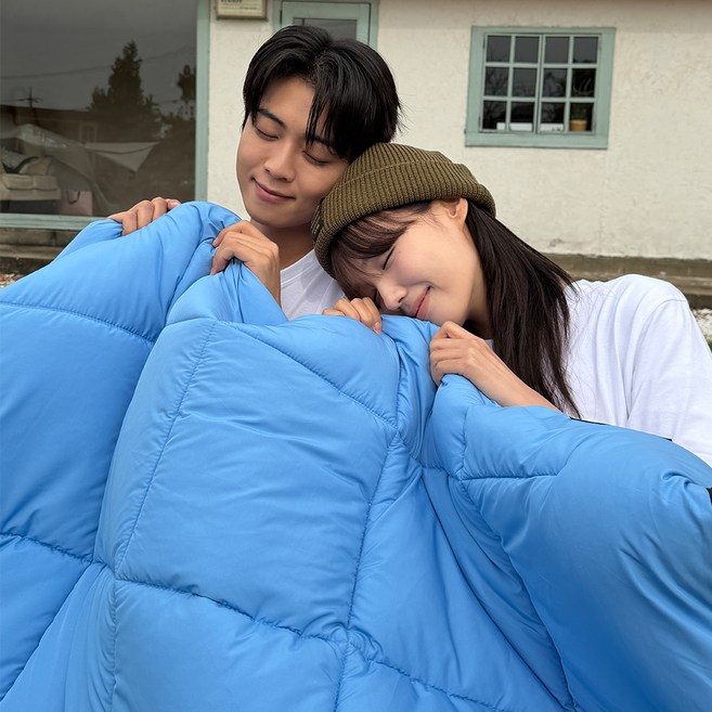 침낭 이불 캠핑 동계 차박 겨울 사계절 백패킹 삼계절 케이트리, 1개, 프리미엄 이불침낭 블루