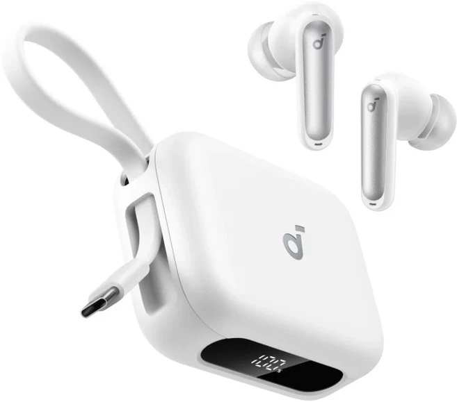 Anker Soundcore P41i 二合一 行動電源 附充電線 IPX5防水 降噪 真無線 藍牙耳機, 耀電白, 耀電白