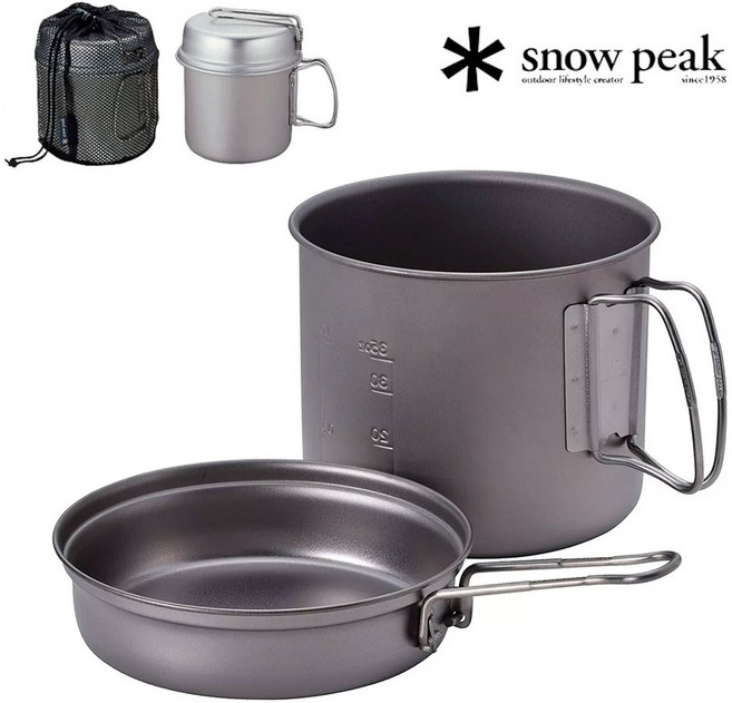 스노우피크 티타늄 쿠커 캠핑 코펠 세트, 1세트, 트렉 1400