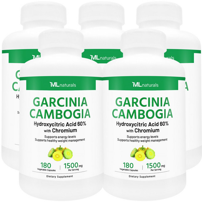 [미국빠른직구] 신제품 마이라이프 내추럴스 가르시니아 캄보지아 1500mg (HCA 60%), 5개, 180정