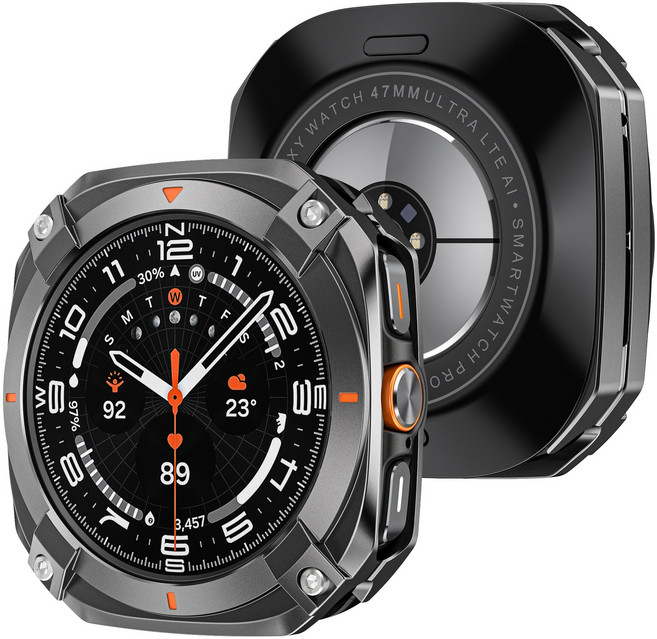 갤럭시 워치 7 Ultra 호환 아연 합금 풀커버 케이스 메탈 범퍼 스마트워치 케이스 360도 방충돌 내진 전방위 보호, 47MM, 총 색상 오렌지 오일