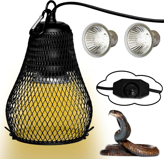 파충류 온열 램프 UVA UVB 파충류 조명 방지 히터 가드 거북이 목욕 히터 램프 도마뱀 뱀 잉꼬 앵무새 카멜레온 양서류 조류 보호 장치(전구 25W+50W 2개)