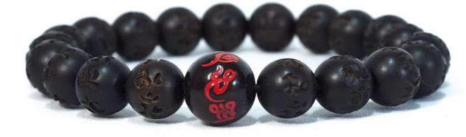 벽조목 육자진언 조각 합장주 불교팔찌 염주팔찌, M, 10mm, 1개