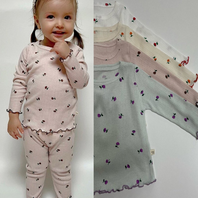 여아 날라리 프릴실내복 6개월 돌 아기 유아 2살 3살 겨울 아일렛 골지 내복