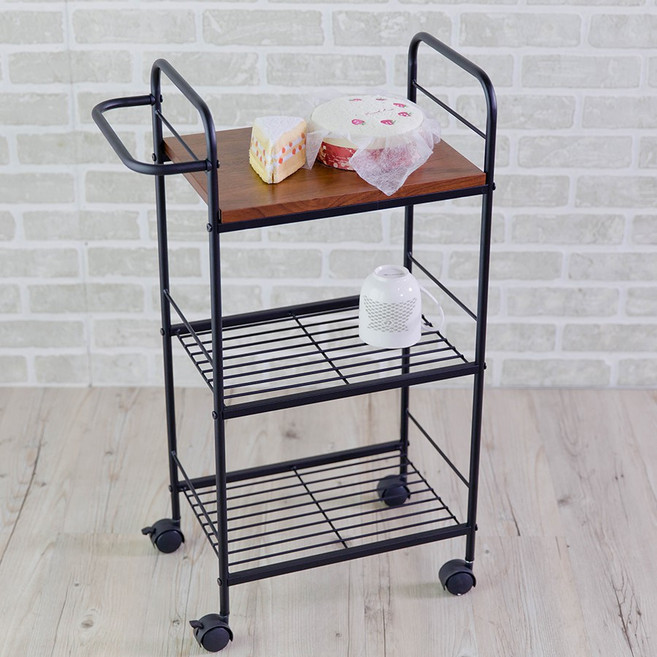 Tasteful 特斯屋 日式活動餐車 時尚多功能三層餐車 胡桃木色【21411】, 胡桃木色