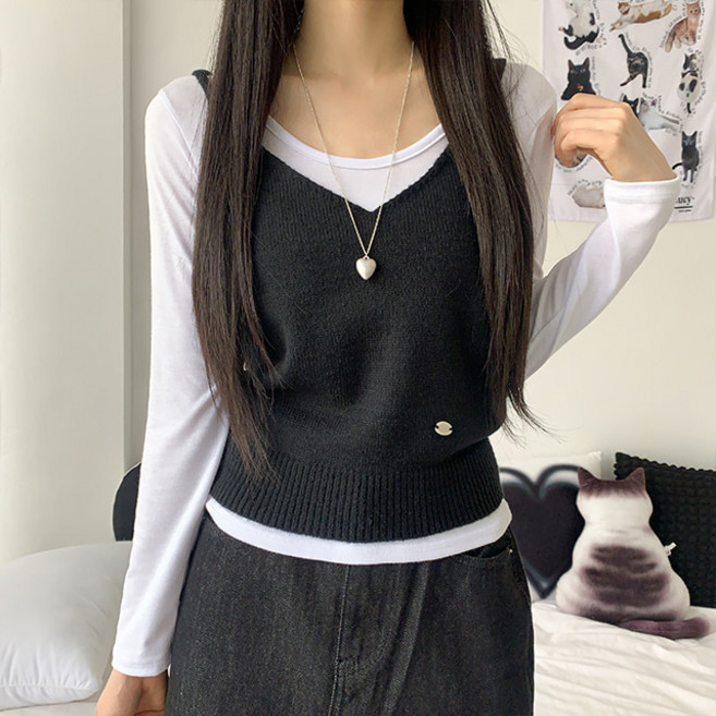 [레이어드/6col] 하몽 펜던트 뷔스티에 니트