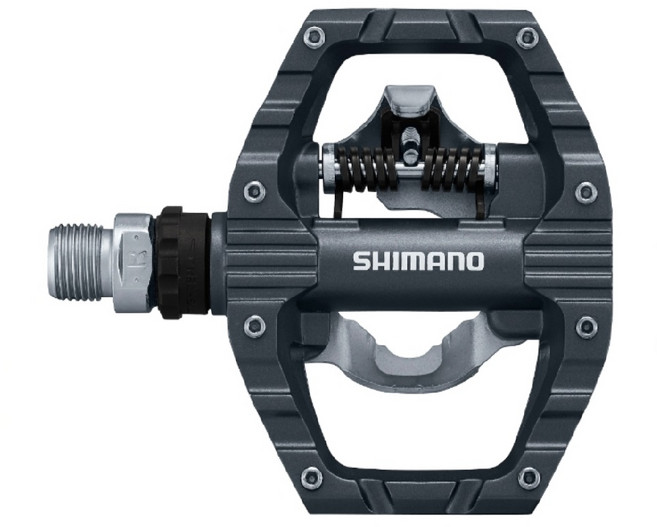 [시마노]PD-EH500 MTB용 양면형 클릿+평페달 겸용 자전거페달 자전거신발/부품/용품, 다크그레이(좌우), 1세트
