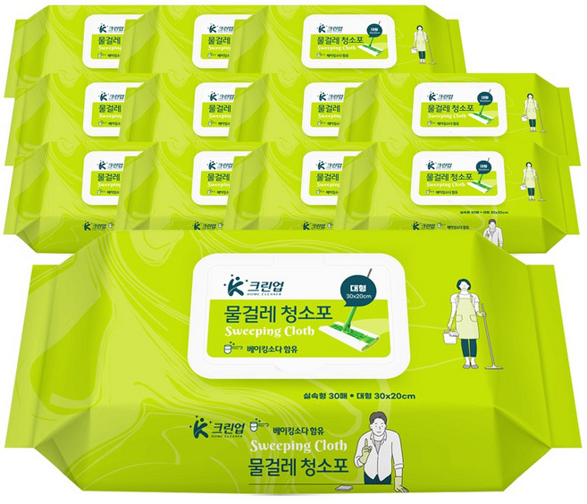 크린업 물걸레 청소포 대형 30매, 12개