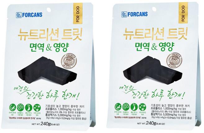포켄스 뉴트리션 트릿 강아지 영양제, 240g, 면역/항산화, 2개