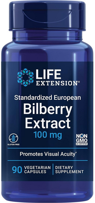 라이프익스텐션 스탠더다이즈드 유러피안 빌베리 추출물 100mg 베지테리안 캡슐, 90정, 1개