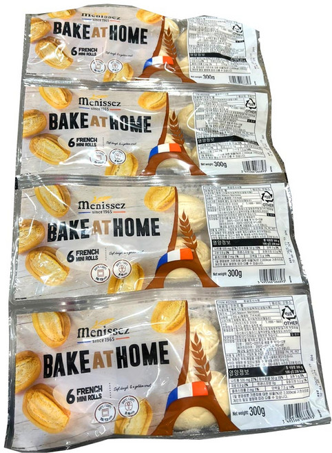 MENISSEZ 미니 프렌치 롤 바게트 생지, 4개, 300g