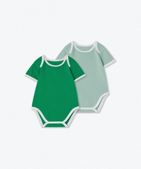 MUSINSA STANDARD KIDS 베이비 링거 반소매 바디수트 2팩 [그린/더스티 민트] 107597