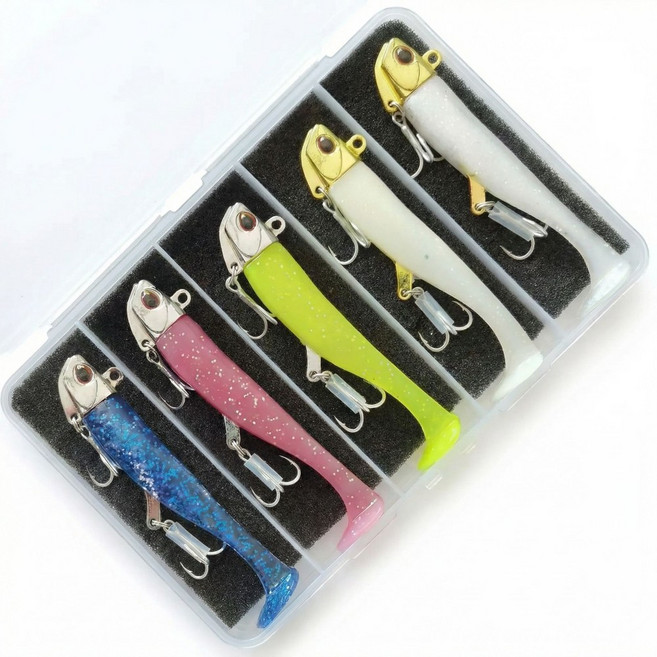 리브고 루어낚시 루어 미끼 지그헤드 웜 소프트베이트 바다 낚시 광어 우럭 농어 낚시용품 22g 5종 세트, 1개