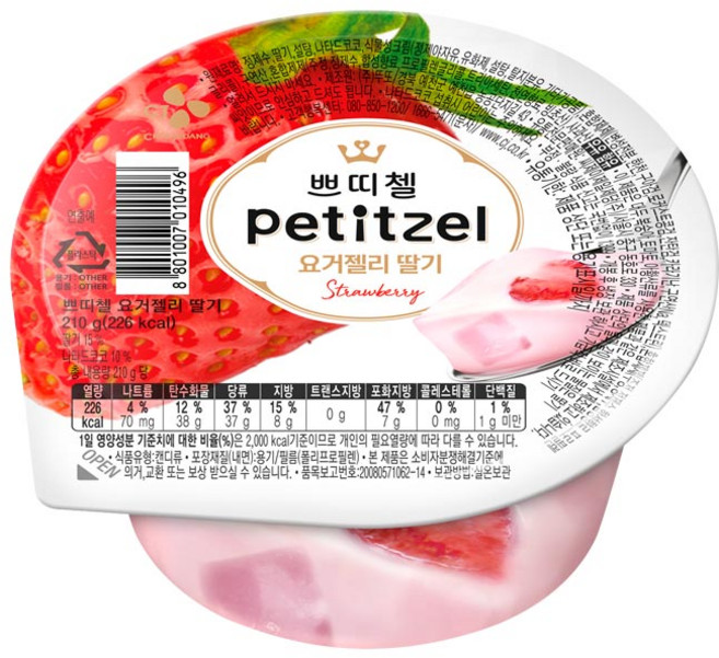 쁘띠첼 요거젤리딸기 냉장젤리, 210g, 12개