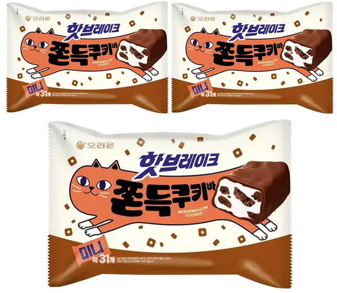 오리온 핫브레이크 쫀득쿠키바 미니, 3개, 352g