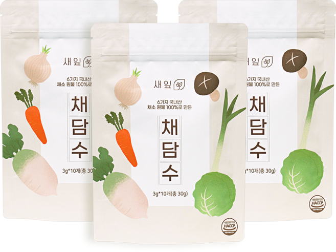 새잎 채담수 이유식육수 채수티백, 3개, 30g