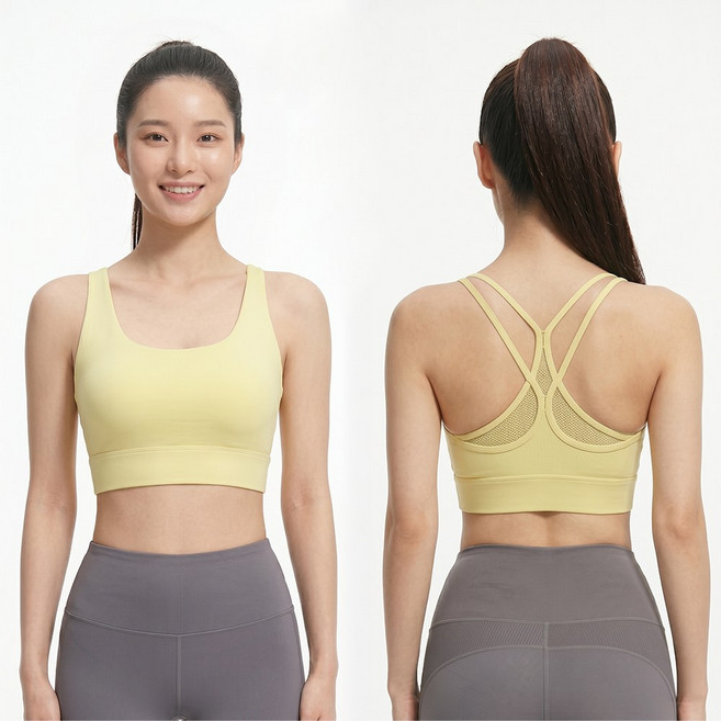 샤르시에 여성용 심리스 노와이어 요가 필라테스 스포츠 브라탑