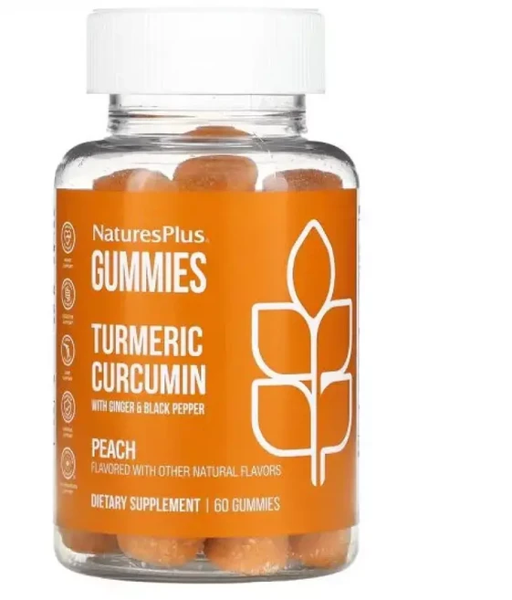 네이처스플러스 강황 터메릭 커큐민 생강 진저 블랙 페퍼 복숭아맛 60 구미 젤리 Gummies Turmeric Curcu, 1개, 60정 - 쿠팡