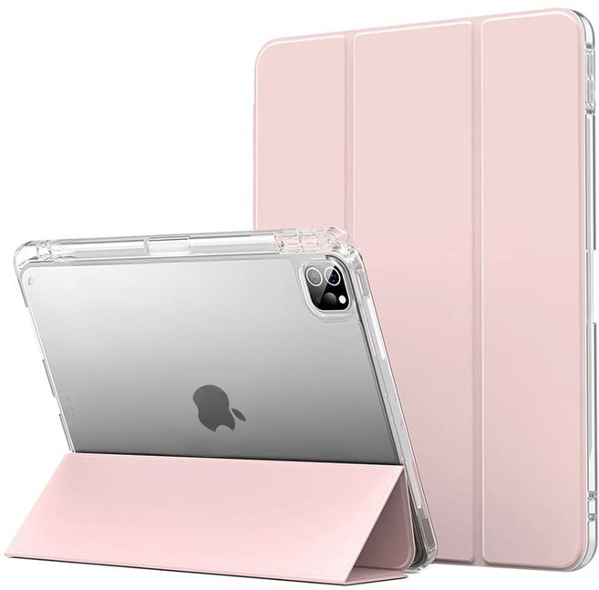 내셔널 리코리아 클리어 에어로 쉴드 애플팬슬 충전 수납홀더 태블릿PC 아이패드 투명케이스 스마트커버 울트라 하이브리드 케이스 for iPad, 핑크, 1개