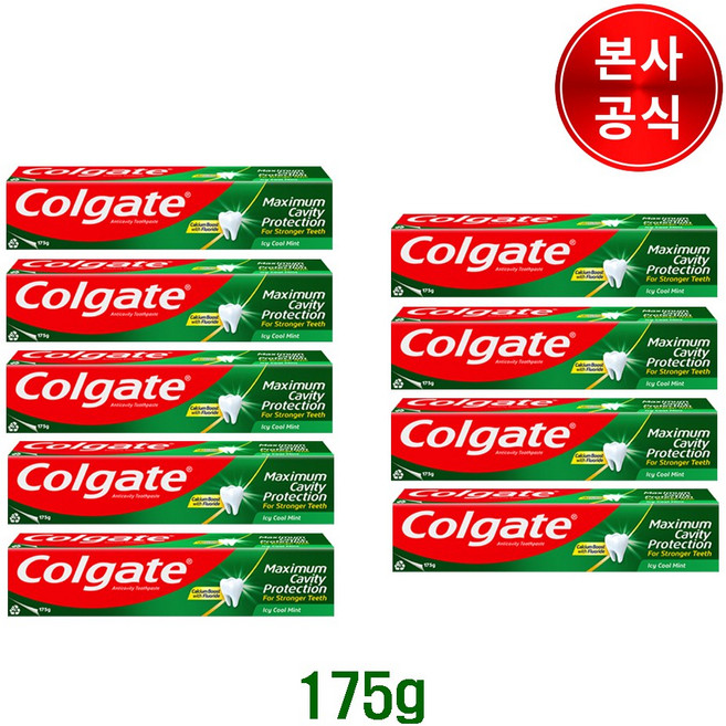 콜게이트 아이씨 쿨민트 치약, 175g, 9개