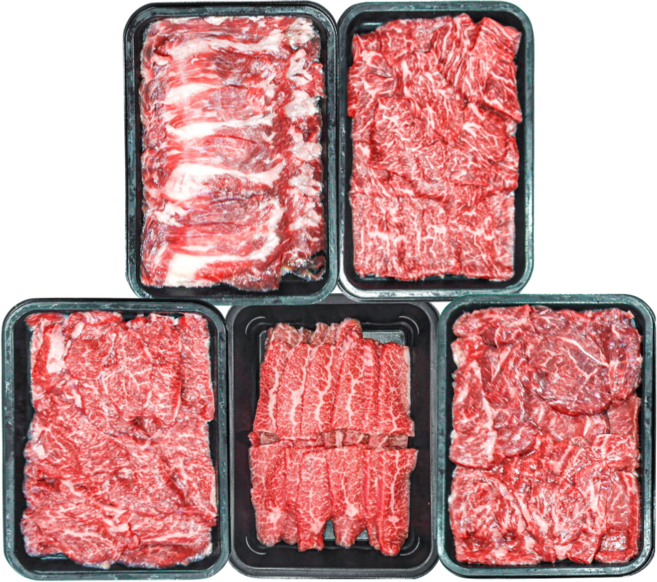 투뿔 1++ No.8 프리미엄 암소한우 특수부위 1kg 구이용 세트(보섭살/설깃살/차돌박이/제비추리/업진살), 1세트