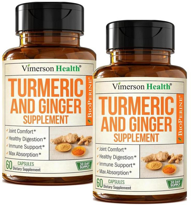 비머슨헬스 터메릭 진저 바이오페린 복합 캡슐 Vimerson Health Turmeric Ginger, 2개, 60정