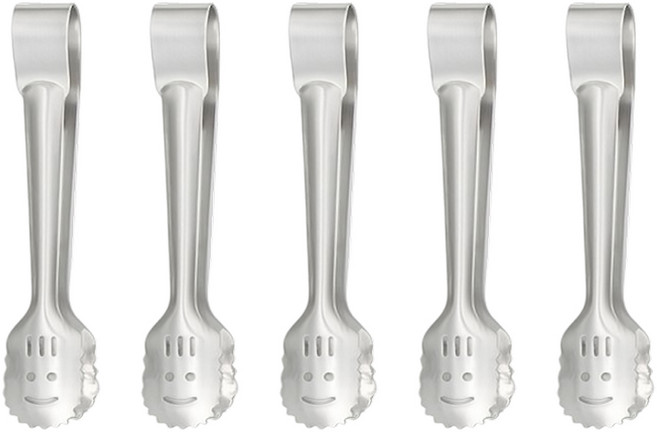 우리집엔 스텐 SUS 304 국산 스마일 치킨 집게 다용도 미니집게, 5개, 실버