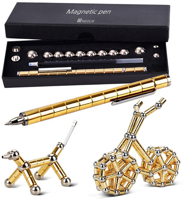 레더스 마그네틱 자석 블럭 볼펜, 골드, 1세트