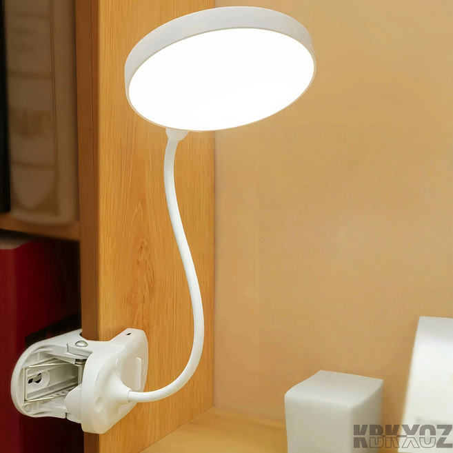 KBKXOZ LED 책상 램프 / 클립형 무선 LED 스탠드 / 학생용 미니 조명 / 캠핑용 휴대용 램프, 원형 충전식 [무한조광 + 3 색 온