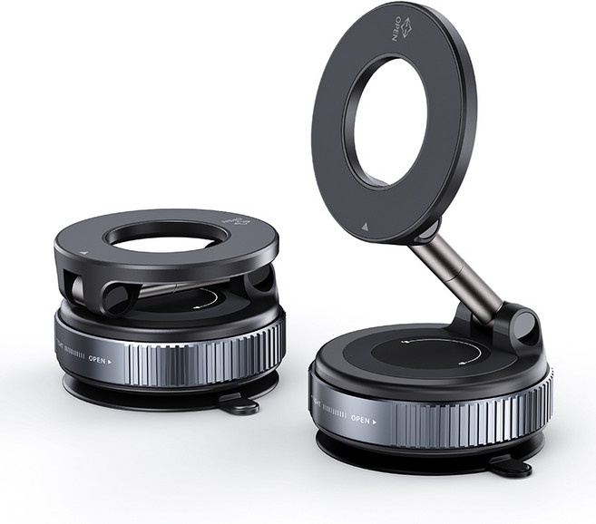 윰스모르 맥세이프 360도 회전 진공 흡착 차량용 핸드폰 거치대, 블랙, 1개