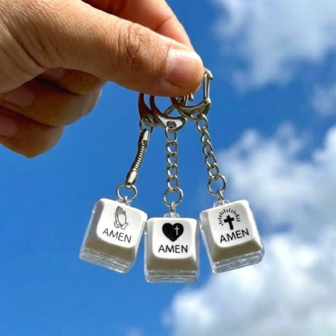 LED 아멘 키캡키링 교회 기독교 크리스천 전도 단체 세례 심방 새신자 새가족 청년부 선물, 1개, 십자가