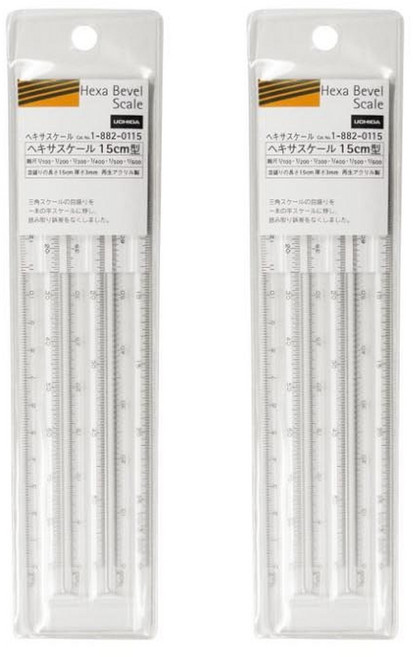 우치다 점선자 기술사 모형 15cm 건축사 조경 눈금자 방안자 일본 Uchida, 2개