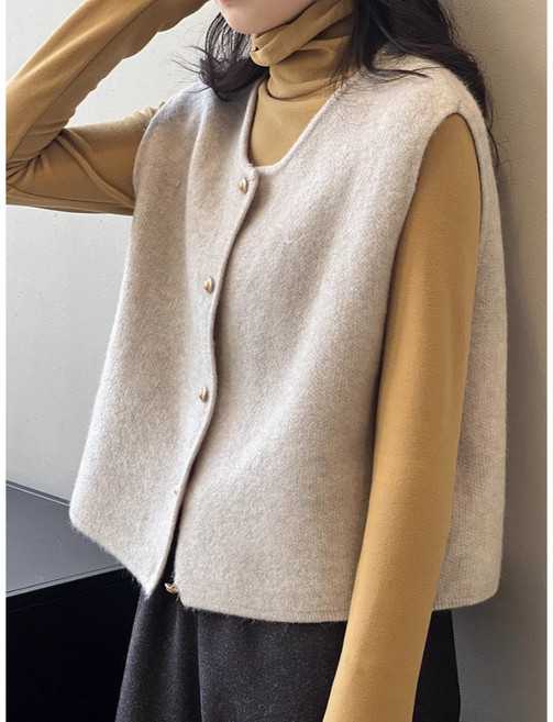 J.Y 單排釦針織背心 女背心 韓系 修身顯瘦